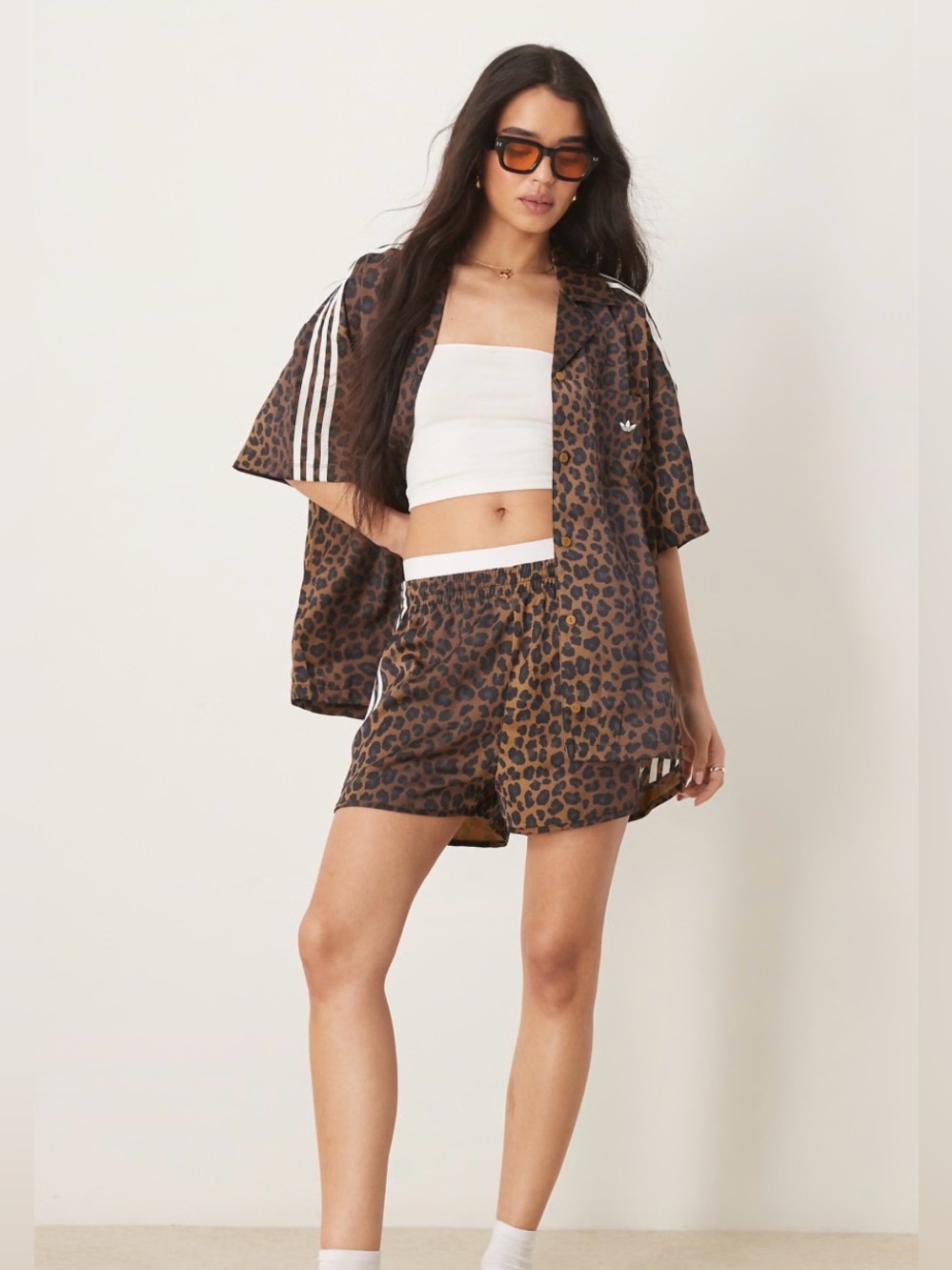 NWT [adidas] Originals Satin Lightweight Sprinter Shorts Leopard Print Womens XL - Picture 4 of 16